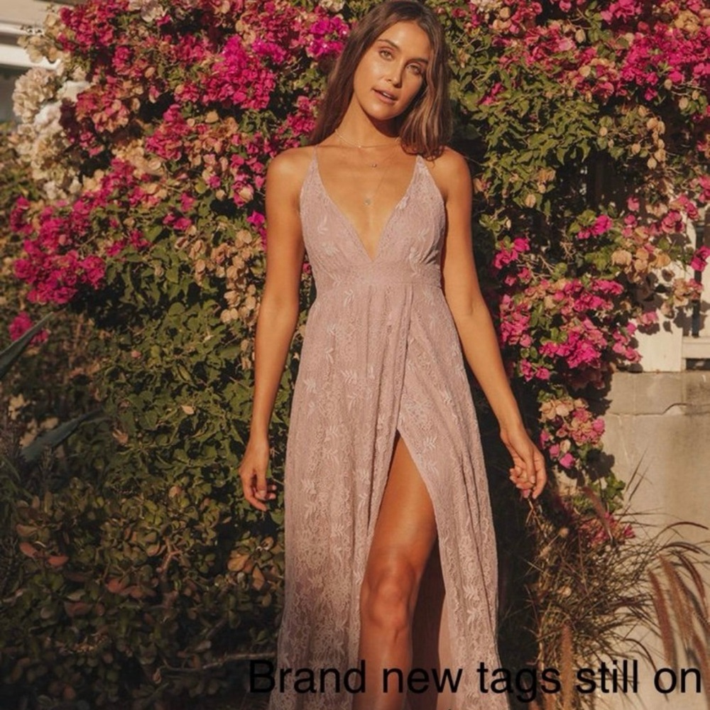 Lulu's Blush Lace Maxi Dress
